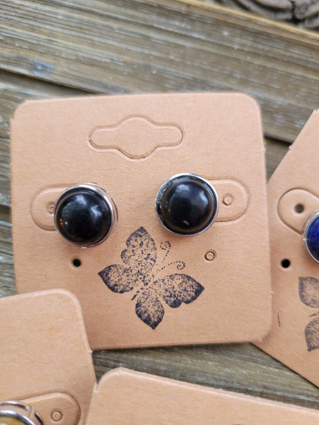 Stud Earrings, with Brass Findings, Half Round, Crystal Studs