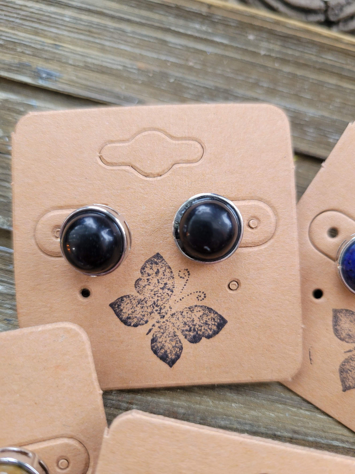 Stud Earrings, with Brass Findings, Half Round, Crystal Studs