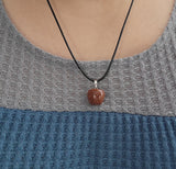 Apple Crystal Pendant: Sparkling Stone Necklace with Cord
