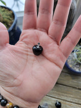 Obsidian Apple Pendant, Crystal Cord Necklace