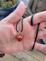 Red Jasper Apple Pendant Necklace: Natural Crystal Charm