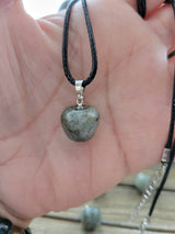 Labradorite Apple Pendant: Crystal Necklace with Cord