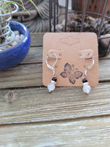 Selenite & Onyx Dangle Earrings: Hypoallergenic Crystal Jewelry