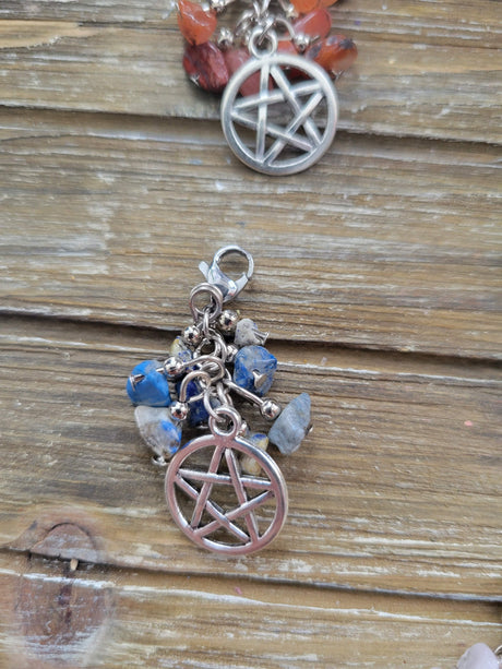 Mixed Stone Chips Pentagram Pendant: Crystal Protection Charm