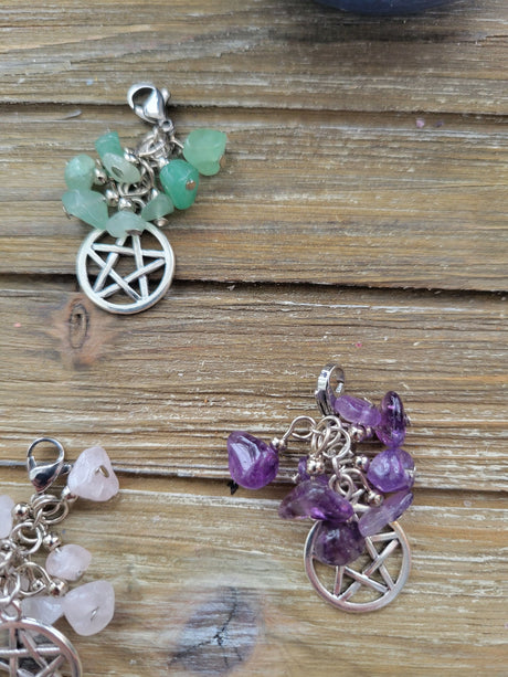 Mixed Stone Chips Pentagram Pendant: Crystal Protection Charm