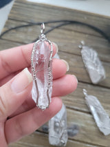 Clear Quartz Tree of Life Pendant: Brass Wire Wrapped Crystal Jewelry