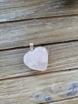Amethyst / Clear Quartz Heart Shaped Crystal Pendant with Cord