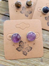 Stud Earrings, with Brass Findings, Half Round, Crystal Studs