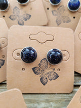 Stud Earrings, with Brass Findings, Half Round, Crystal Studs