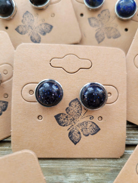 Stud Earrings, with Brass Findings, Half Round, Crystal Studs