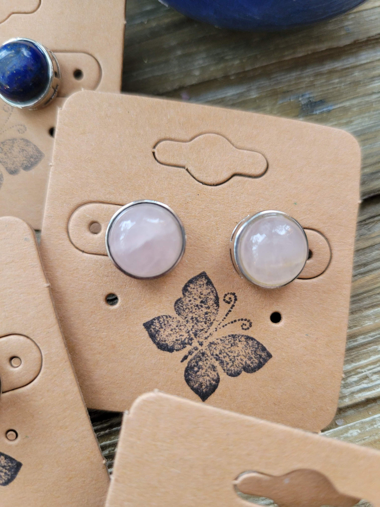 Stud Earrings, with Brass Findings, Half Round, Crystal Studs