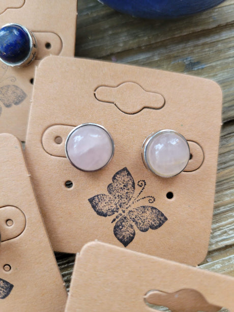 Stud Earrings, with Brass Findings, Half Round, Crystal Studs