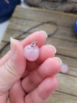 Rose Quartz Apple Pendant, Crystal Necklace, 14mm