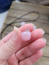 Rose Quartz Apple Pendant, Crystal Necklace, 14mm