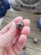 Rhodochrosite Apple Pendant: Crystal Cord Necklace