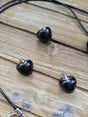 Obsidian Apple Pendant, Crystal Cord Necklace