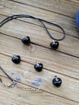 Obsidian Apple Pendant, Crystal Cord Necklace