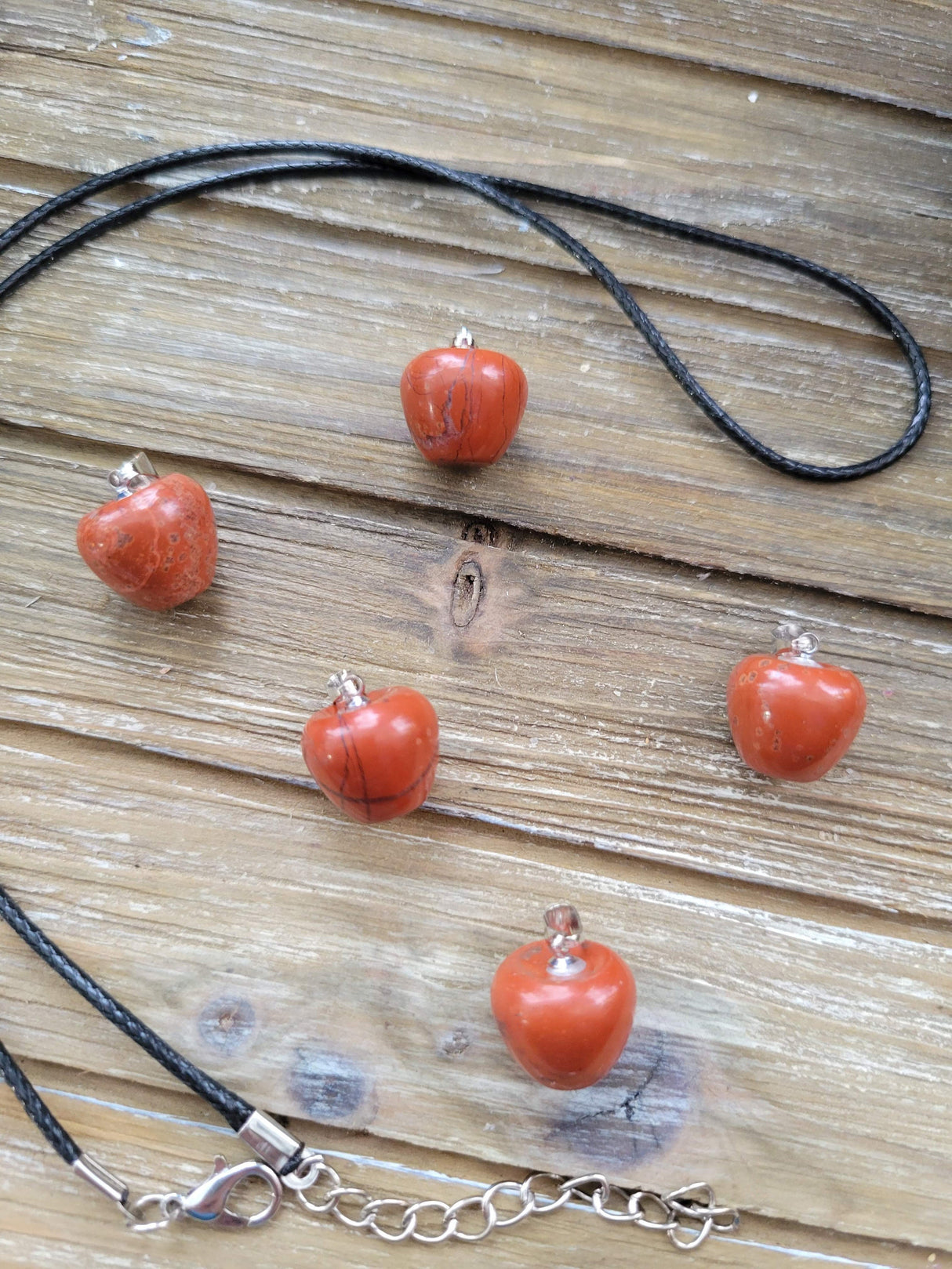 Red Jasper Apple Pendant Necklace: Natural Crystal Charm