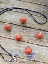 Red Jasper Apple Pendant Necklace: Natural Crystal Charm