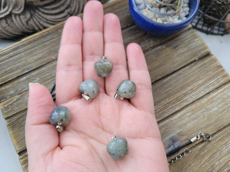 Labradorite Apple Pendant: Crystal Necklace with Cord