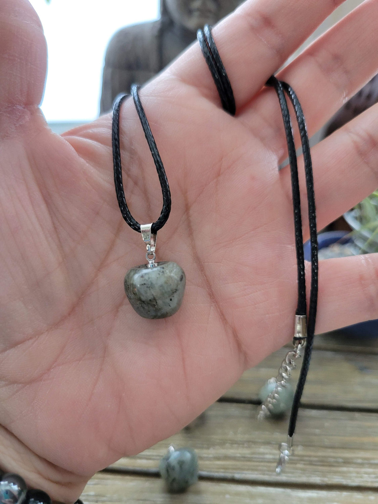 Labradorite Apple Pendant: Crystal Necklace with Cord