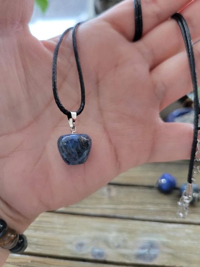 Lapis Lazuli Apple Pendant Necklace: Crystal Charm