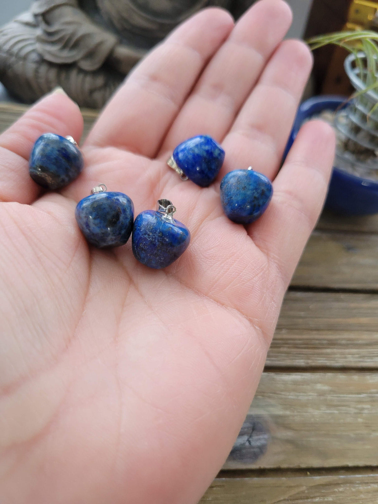 Lapis Lazuli Apple Pendant Necklace: Crystal Charm