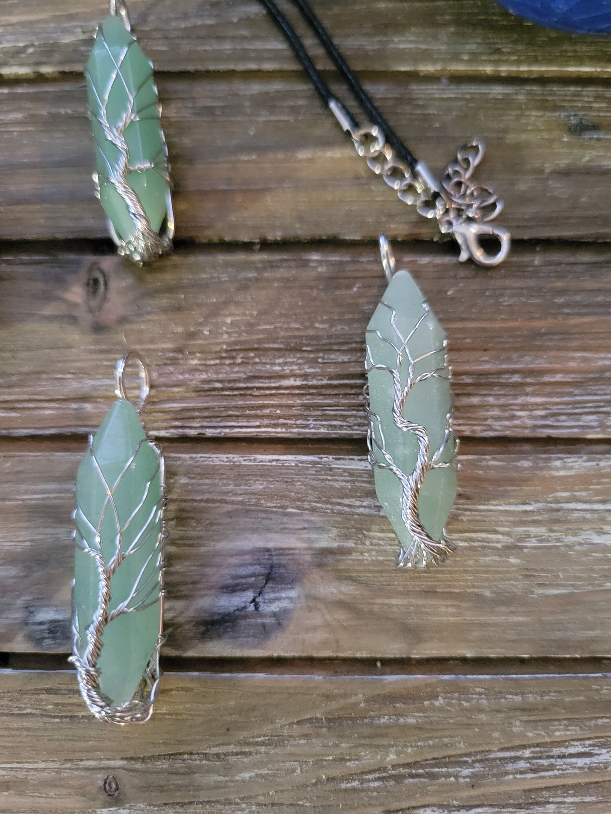 Green Aventurine Tree of Life Pendant: Wire Wrapped Crystal Jewelry