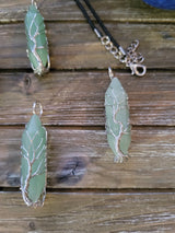 Green Aventurine Tree of Life Pendant: Wire Wrapped Crystal Jewelry