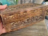 Floral Carved Wood Box: Witch Altar, Tarot, Runes