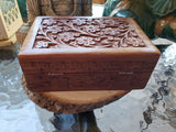 Floral Carved Wood Box: Witch Altar, Tarot, Runes
