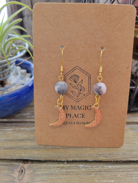 Crystal Bead Dangle Earrings: Gold Celestial Jewelry