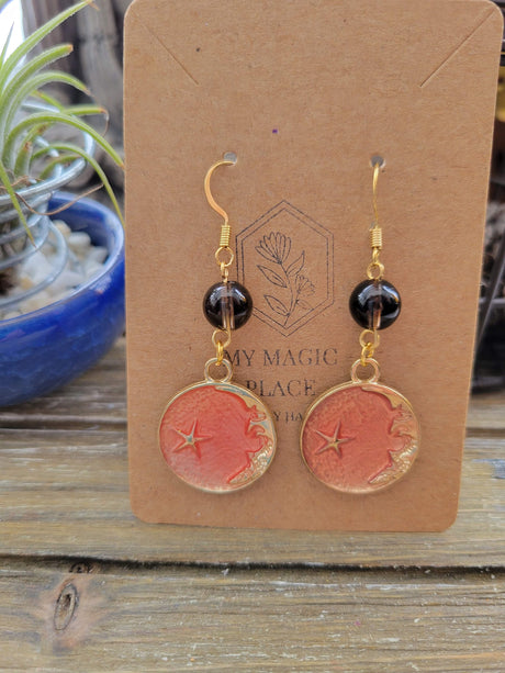Crystal Bead Dangle Earrings: Gold Celestial Jewelry