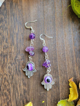 Evil eye protection earrings , evil eye crystal earrings