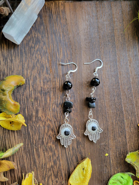 Evil eye protection earrings , evil eye crystal earrings