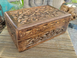 Floral Carved Wood Box: Witch Altar, Tarot, Runes
