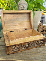 Floral Carved Wood Box: Witch Altar, Tarot, Runes
