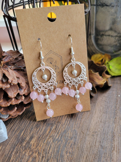 Natural Gemstone Chandelier Earrings, Crystal Earrings