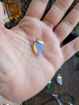 Natural Gemstones Pendants, Top Light Gold Plated, Scabbard Faceted Crystal with Cord
