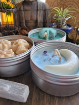 Soy Candles with Crystal chips ,Aromatherapy, 4oz/Candle - Handmade Tin Jar