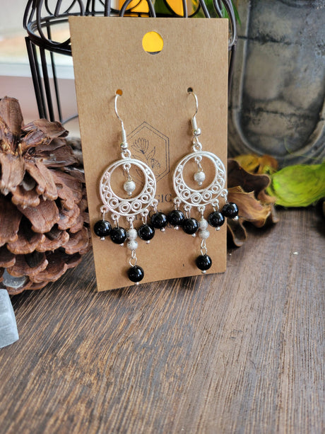 Natural Gemstone Chandelier Earrings, Crystal Earrings