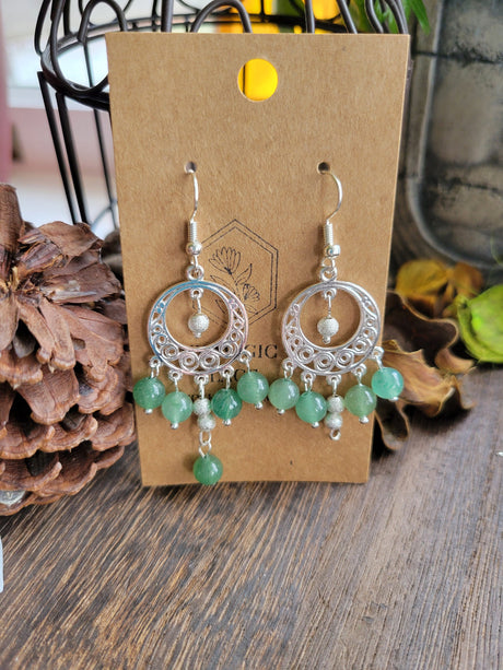 Natural Gemstone Chandelier Earrings, Crystal Earrings