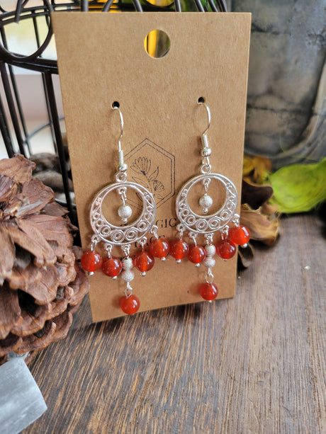 Natural Gemstone Chandelier Earrings, Crystal Earrings