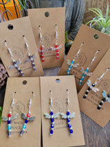 Handmade Glass Beaded Dragonfly Earrings: Silver Alloy Dangles