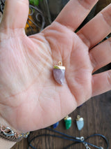 Natural Gemstones Pendants, Top Light Gold Plated, Scabbard Faceted Crystal with Cord