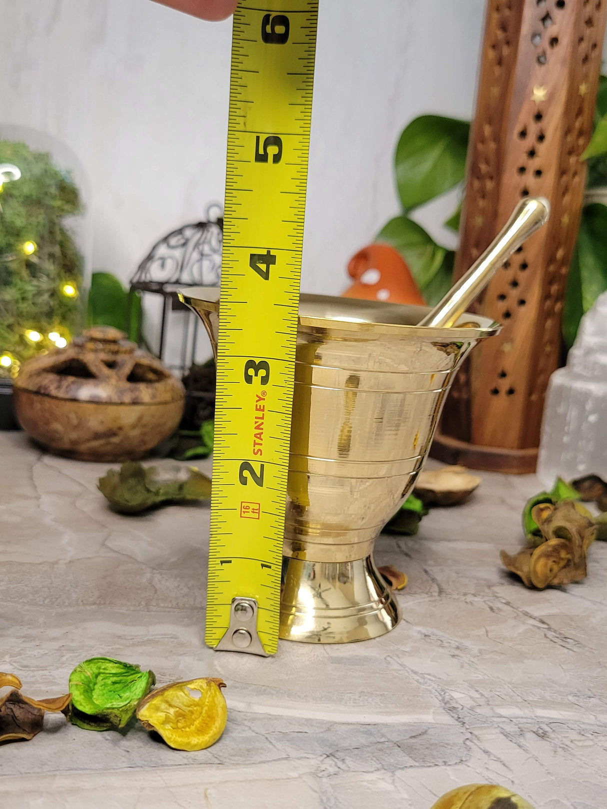 Brass Mortar and Pestle Set: Apothecary Decor