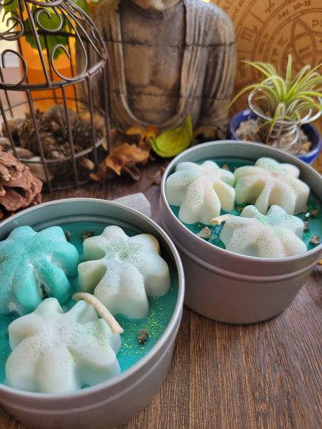 Soy Candles with Crystal chips 8 oz ,Aromatherapy/Candle - Handmade Tin Jar