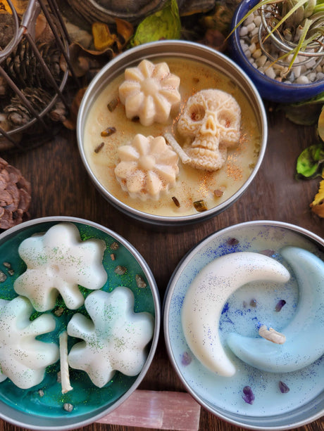 Soy Candles with Crystal chips 8 oz ,Aromatherapy/Candle - Handmade Tin Jar