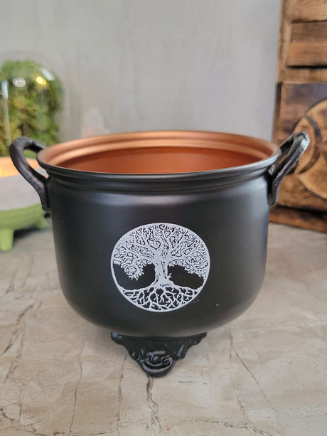 Tree of Life Metal Cauldron: Charcoal Resin Burner, Altar Decor
