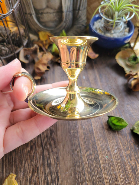 Brass Chamberstick Candle Holder: Vintage Altar Decoration